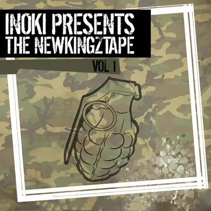 Обложка The Newkingztape Vol. 1: граната на камуфляжном фоне