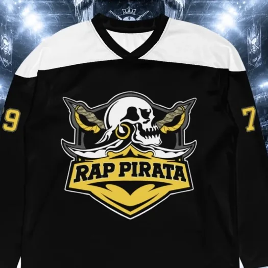 Чёрная джерси с пиратским черепом и надписью RAP PIRATA