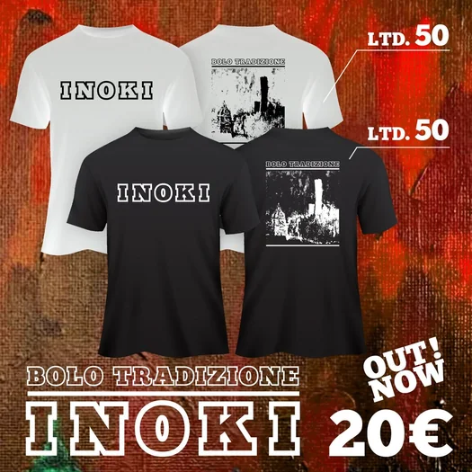 Две футболки INOKI, белая и чёрная, с рисунком Bolo Tradizione на спине